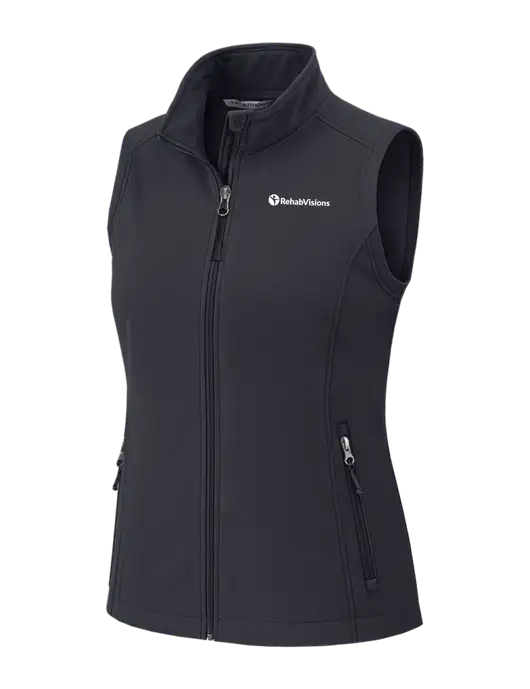 Charcoal Grey Womens Core Soft Shell Vest w/RehabVisions POST Logo