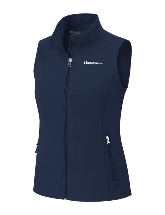 Navy Womens Core Soft Shell Vest w/RehabVisions POST Logo