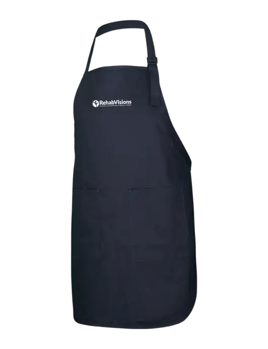 Full-Length Black Apron With Pockets w/RehabVisions POST Logo