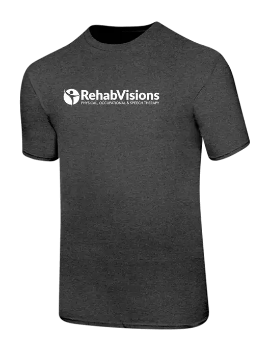 Ring Spun Dark Heather Grey 4.5 oz T-Shirt w/RehabVisions POST Logo
