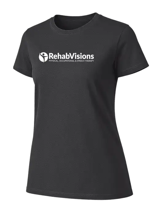 Womens Ring Spun Charcoal 4.5 oz T-Shirt w/RehabVisions POST Logo