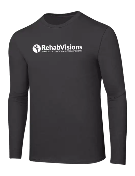 Ring Spun Charcoal 4.5 oz Long Sleeve T-Shirt w/RehabVisions POST Logo