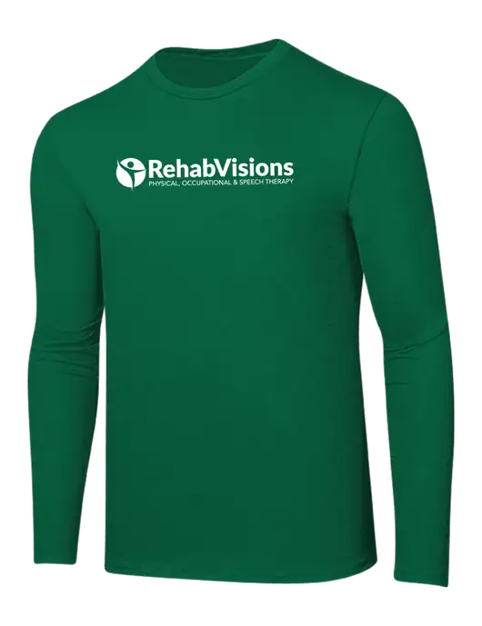 Ring Spun Kelly Green 4.5 oz Long Sleeve T-Shirt w/RehabVisions POST Logo