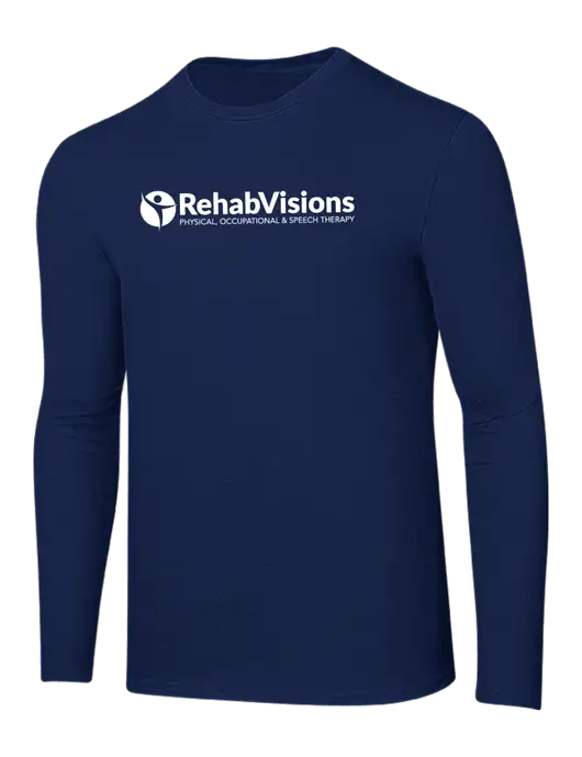 Ring Spun Navy 4.5 oz Long Sleeve T-Shirt w/RehabVisions POST Logo