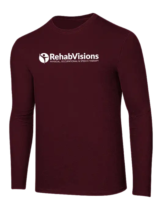 Ring Spun Maroon 4.5 oz Long Sleeve T-Shirt w/RehabVisions POST Logo