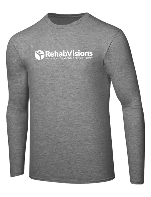 Ring Spun Light Heather Grey 4.5 oz Long Sleeve T-Shirt w/RehabVisions POST Logo