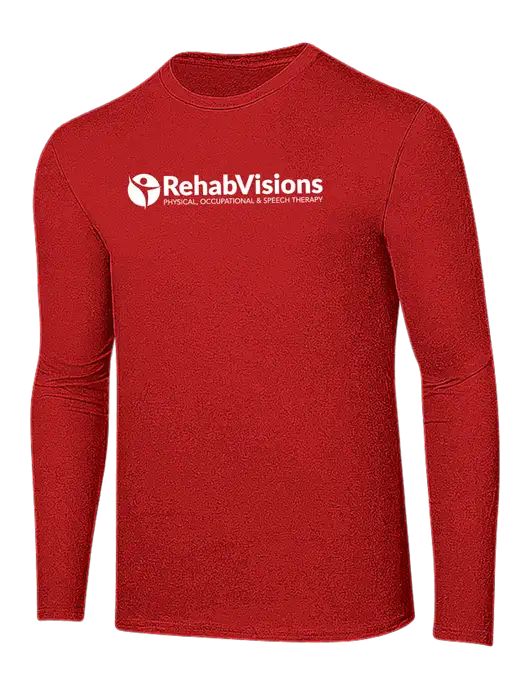 Ring Spun Dark Red 4.5 oz Long Sleeve T-Shirt w/RehabVisions POST Logo