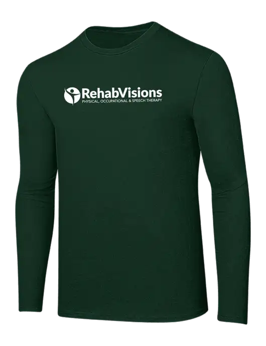 Ring Spun Forest Green 4.5 oz Long Sleeve T-Shirt w/RehabVisions POST Logo