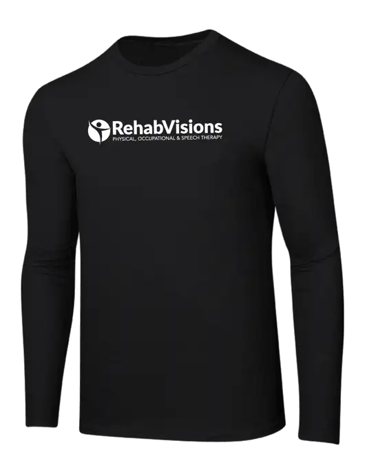 Ring Spun Jet Black 4.5 oz Long Sleeve T-Shirt w/RehabVisions POST Logo