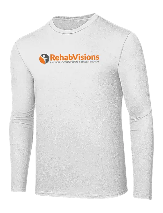 Ring Spun White 4.5 oz Long Sleeve T-Shirt w/RehabVisions POST Logo