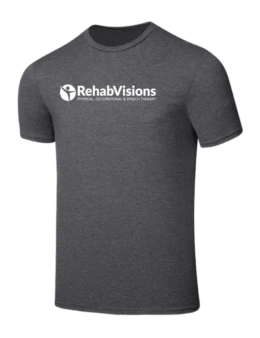 Seriously Soft Heathered Charcoal T-Shirt w/RehabVisions POST Logo