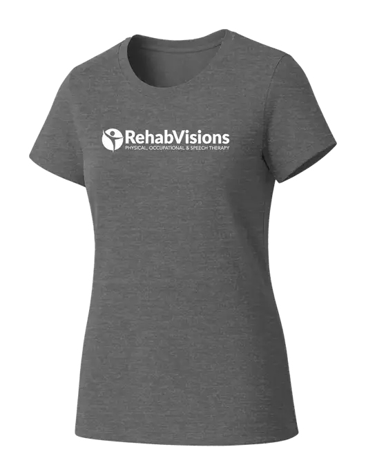 Womens Seriously Soft Grey Frost T-Shirt w/RehabVisions POST Logo