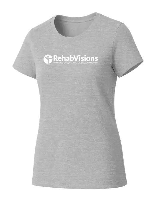 Womens Seriously Soft Light Heathered Grey T-Shirt w/RehabVisions POST Logo