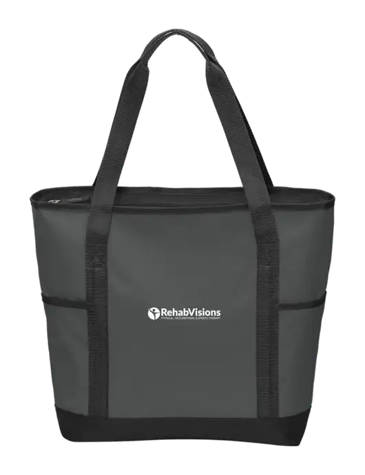 On the Go Charcoal/Black Tote  w/RehabVisions POST Logo