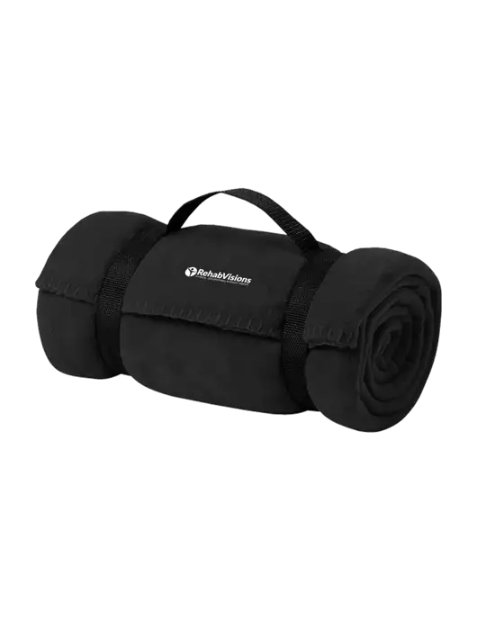 Casual Black Fleece Blanket With Strap w/RehabVisions POST Logo