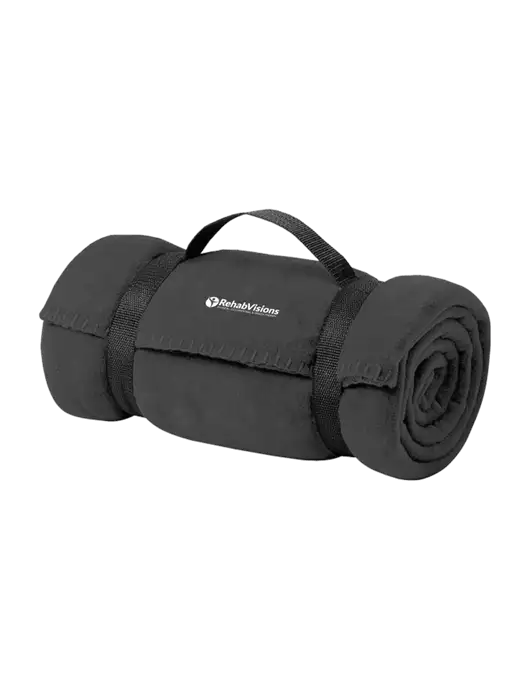 Casual Midnight Heather Fleece Blanket With Strap w/RehabVisions POST Logo