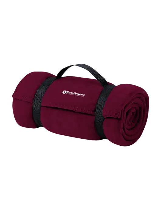 Casual Maroon Fleece Blanket With Strap w/RehabVisions POST Logo