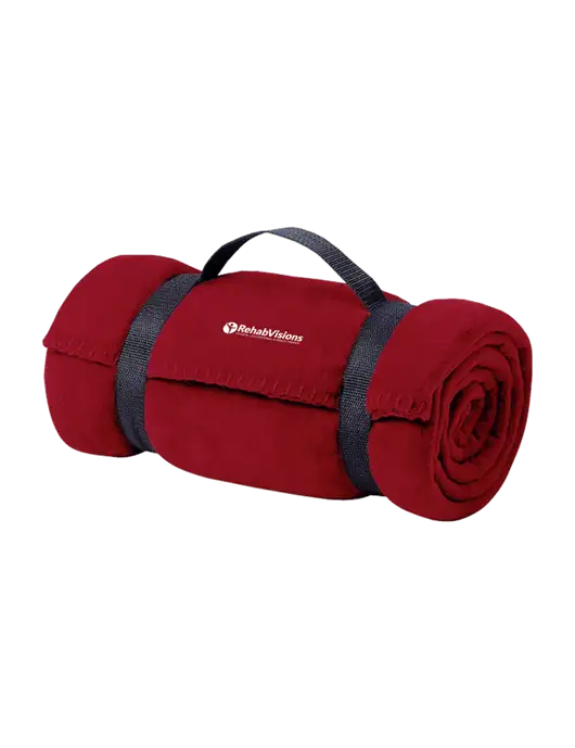 Casual Red Fleece Blanket With Strap w/RehabVisions POST Logo