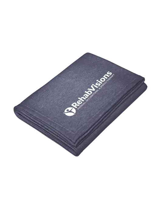 Core Heather Navy Fleece Sweatshirt Blanket w/RehabVisions POST Logo