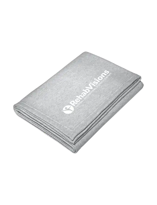 Core Light Grey Heather Fleece Sweatshirt Blanket w/RehabVisions POST Logo