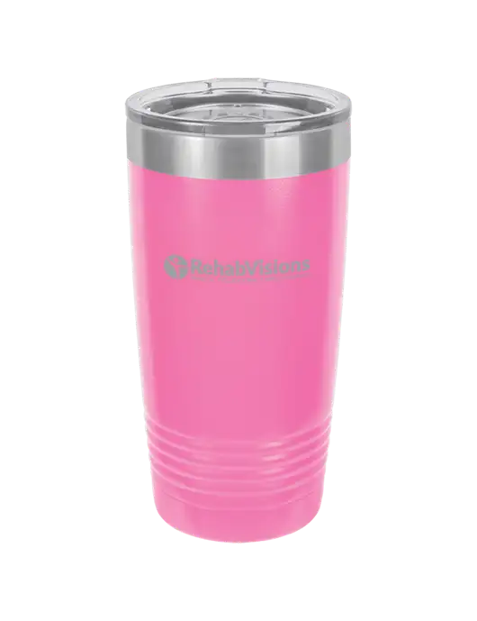 Polar Camel 20 oz Powder Coated Pink Vacuum Insulated Tumbler w/RehabVisions POST Logo