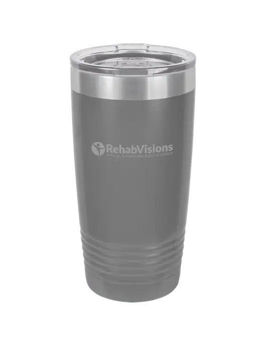 Polar Camel 20 oz Powder Coated Grey Vacuum Insulated Tumbler  w/RehabVisions POST Logo