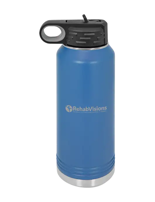 Polar Camel 32 oz Powder Coated Royal Vacuum Insulated Water Bottle w/RehabVisions POST Logo