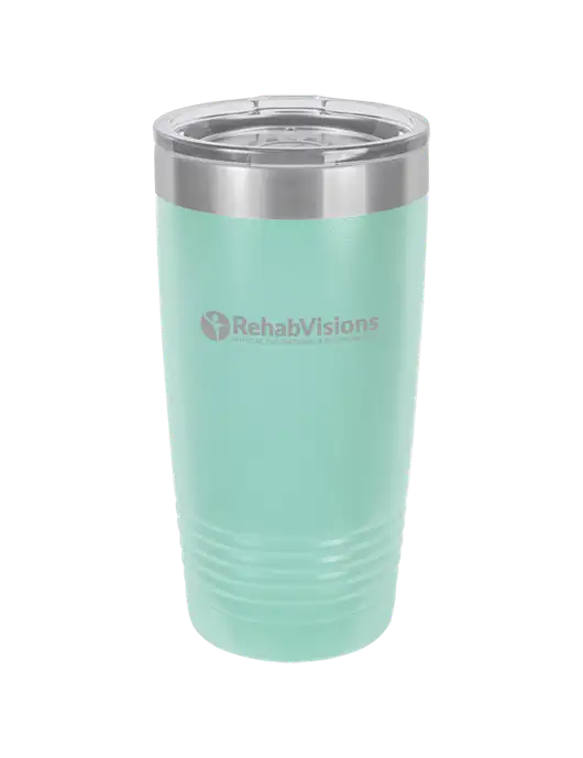Polar Camel 20 oz Powder Coated Seafoam Vacuum Insulated Tumbler w/RehabVisions POST Logo