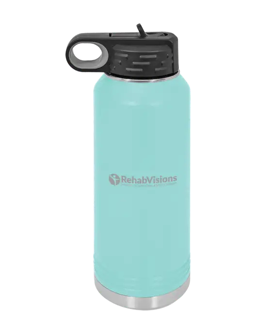 Polar Camel 32 oz Powder Coated Seafoam Vacuum Insulated Water Bottle w/RehabVisions POST Logo
