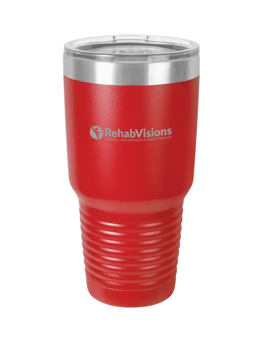 Polar Camel 30 oz Powder Coated Red Vacuum Insulated Tumbler  w/RehabVisions POST Logo