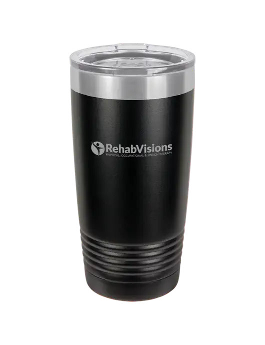 Polar Camel 20 oz Powder Coated Black Vacuum Insulated Tumbler w/RehabVisions POST Logo
