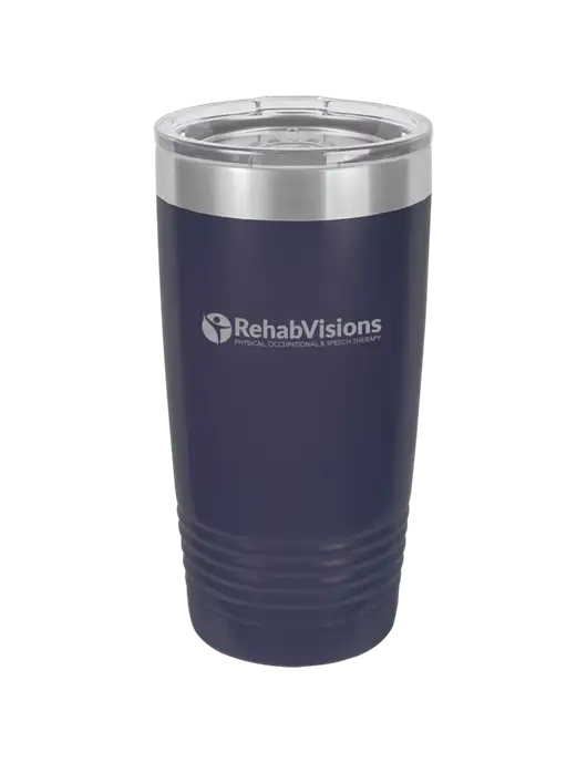 Polar Camel 20 oz Powder Coated Navy Vacuum Insulated Tumbler w/RehabVisions POST Logo