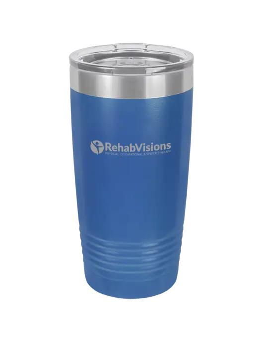Polar Camel 20 oz Powder Coated Royal Vacuum Insulated Tumbler w/RehabVisions POST Logo