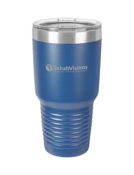 Polar Camel 30 oz Powder Coated Royal Vacuum Insulated Tumbler w/RehabVisions POST Logo
