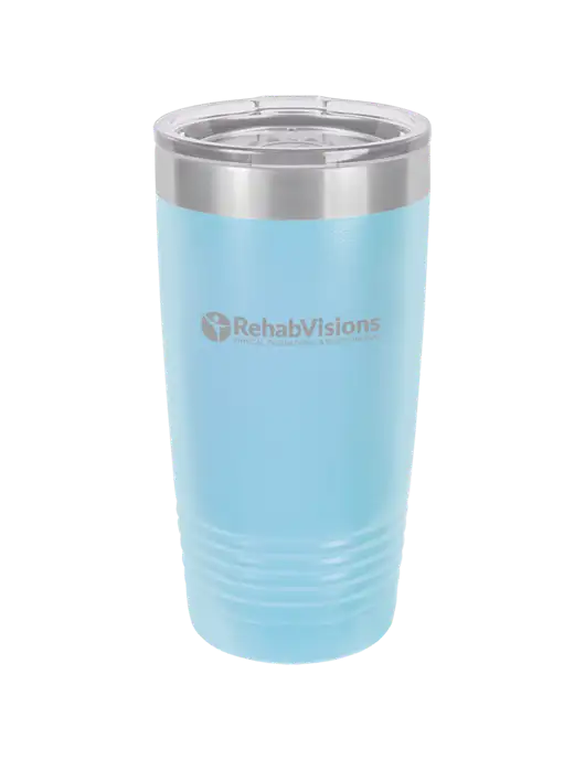 Polar Camel 20 oz Powder Coated Light Blue Vacuum Insulated Tumbler w/RehabVisions POST Logo