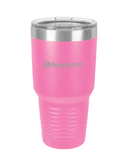 Polar Camel 30 oz Powder Coated Pink Vacuum Insulated Tumbler w/RehabVisions POST Logo