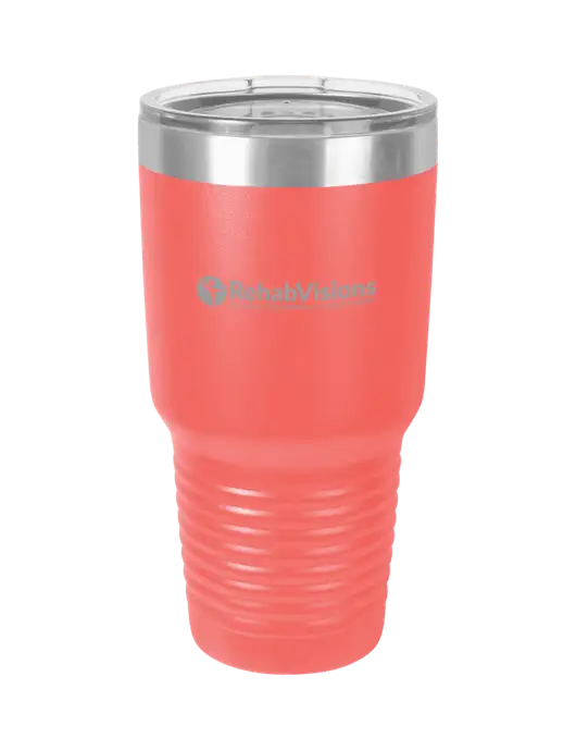 Polar Camel 30 oz Powder Coated Coral Vacuum Insulated Tumbler  w/RehabVisions POST Logo