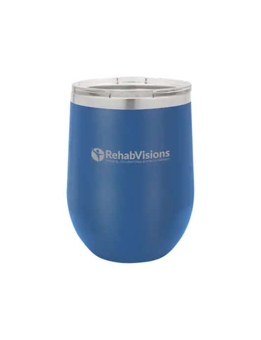 Polar Camel 12 oz Powder Coated Royal Vacuum Insulated Stemless Wine Tumbler w/RehabVisions POST Logo