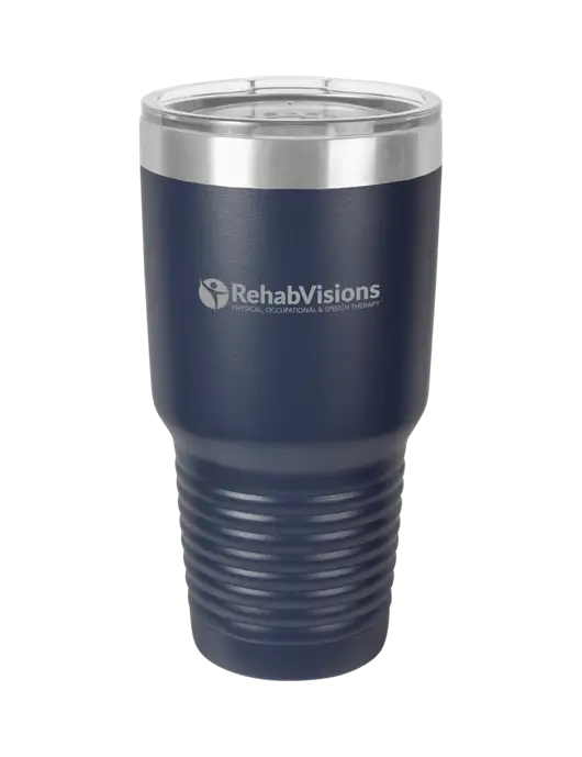 Polar Camel 30 oz Powder Coated Navy Vacuum Insulated Tumbler w/RehabVisions POST Logo