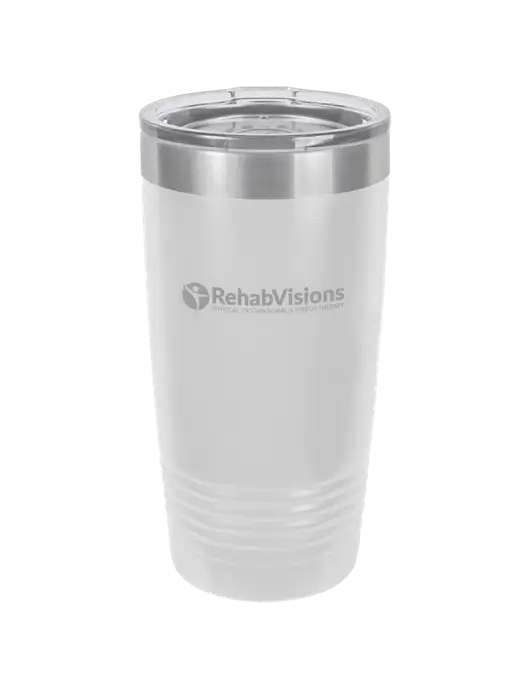 Polar Camel 20 oz Powder Coated White Vacuum Insulated Tumbler  w/RehabVisions POST Logo