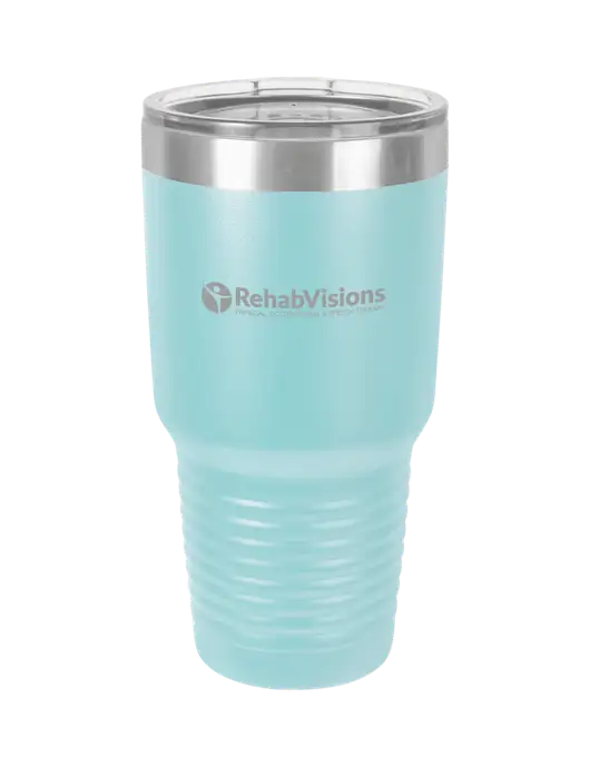 Polar Camel 30 oz Powder Coated Light Blue Vacuum Insulated Tumbler w/RehabVisions POST Logo