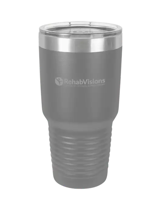 Polar Camel 30 oz Powder Coated Grey Vacuum Insulated Tumbler w/RehabVisions POST Logo