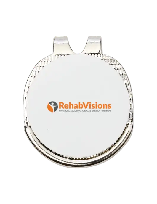Antique Silver Hat Clip w/Golf Ball Marker w/RehabVisions POST Logo