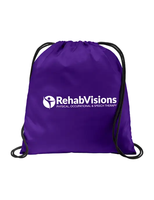Drawstring Purple Cinch Pack w/RehabVisions POST Logo