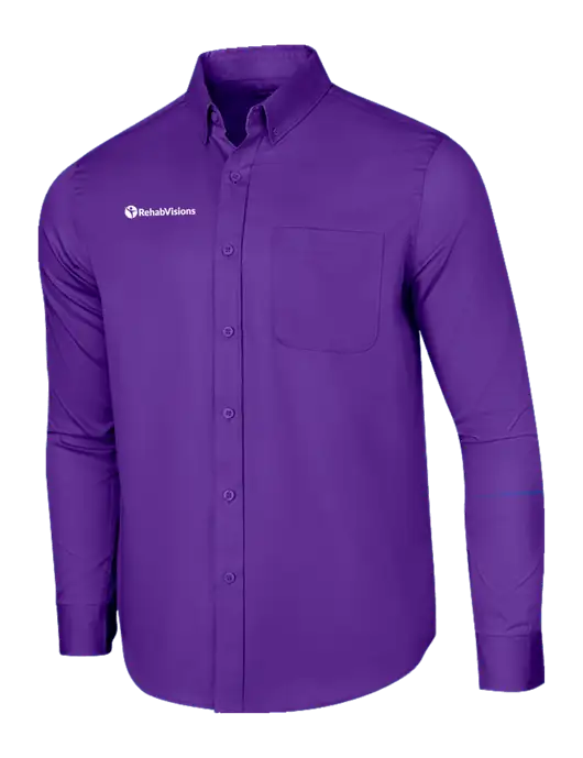 Long Sleeve Purple Superpro React Twill Shirt w/RehabVisions POST Logo