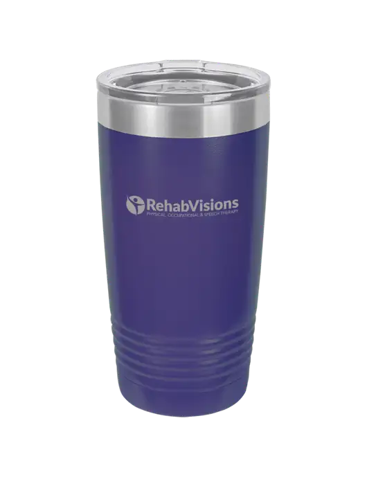 Polar Camel 20 oz Powder Coated Purple Vacuum Insulated Tumbler w/RehabVisions POST Logo