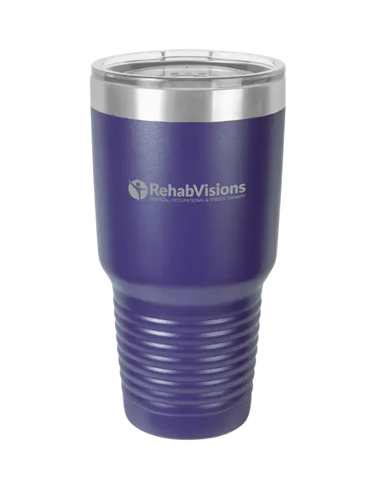 Polar Camel 30 oz Powder Coated Purple Vacuum Insulated Tumbler w/RehabVisions POST Logo