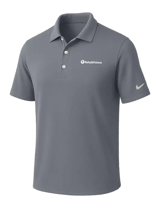 NIKE Medium Grey Dri-Fit Micro Pique Polo w/RehabVisions POST Logo