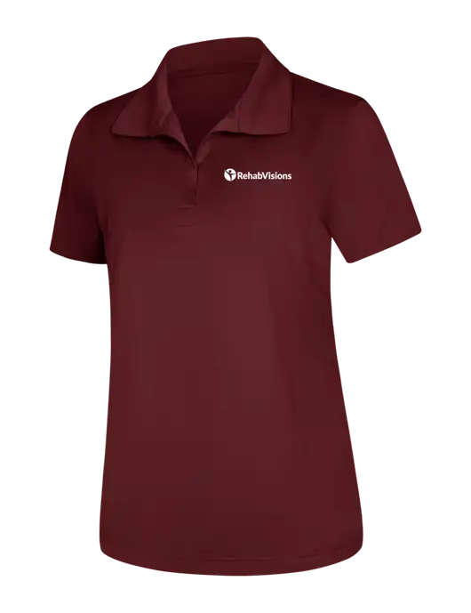 Womens Maroon Micropique Sport-Wick Polo w/RehabVisions POST Logo