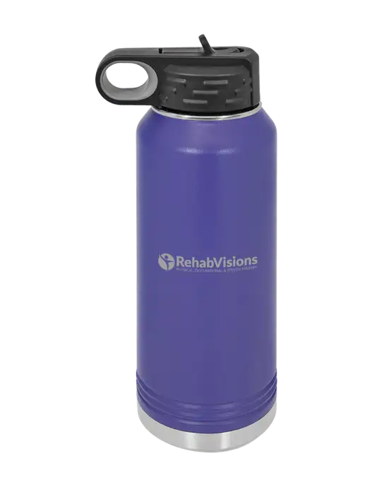 Polar Camel 32 oz Powder Coated Purple Vacuum Insulated Water Bottle w/RehabVisions POST Logo